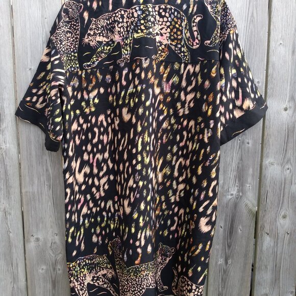 Leopard Print Shirt 2XL Large with Button Front Collar 52" Chest 2000s Y2K - Picture 11 of 14